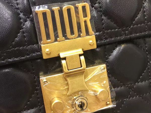 Dior Dioraddict Wallet On Chain Clutch in Black Lambskin with Cannage Motif For Sale