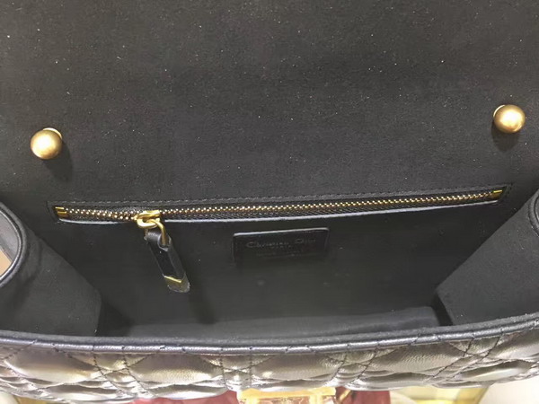 Dior Dioraddict Wallet On Chain Clutch in Black Lambskin with Cannage Motif For Sale