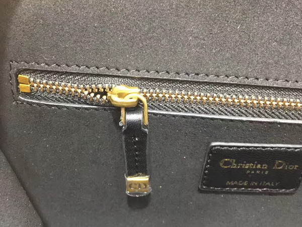 Dior Dioraddict Wallet On Chain Clutch in Black Lambskin with Cannage Motif For Sale