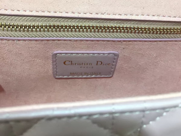 Dior Dioraddict Wallet On Chain Clutch in Light Pink Lambskin with Cannage Motif For Sale