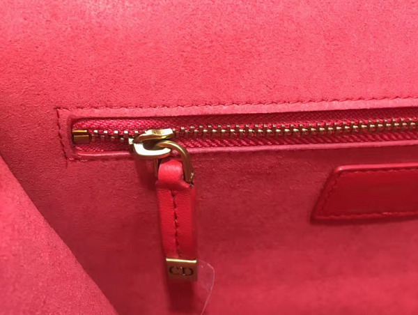 Dior Dioraddict Wallet On Chain Clutch in Red Lambskin with Cannage Motif For Sale