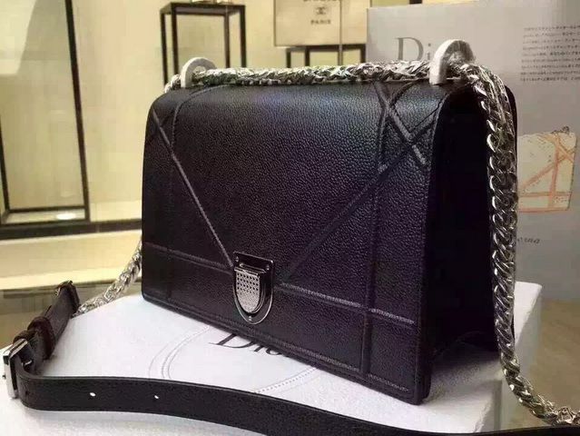 Dior Diorama Bag Black Grained Calfskin for Sale