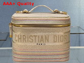 Dior Diortravel Vanity Case Multicolor Striped Embroidery Replica