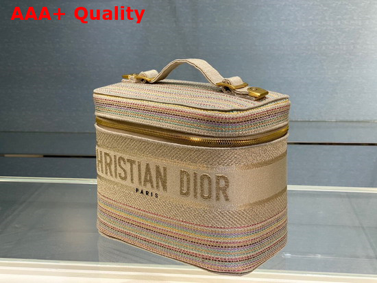 Dior Diortravel Vanity Case Multicolor Striped Embroidery Replica