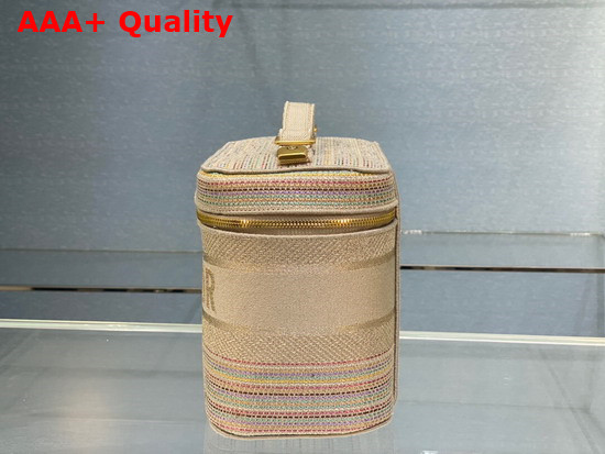 Dior Diortravel Vanity Case Multicolor Striped Embroidery Replica