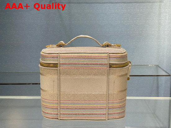 Dior Diortravel Vanity Case Multicolor Striped Embroidery Replica