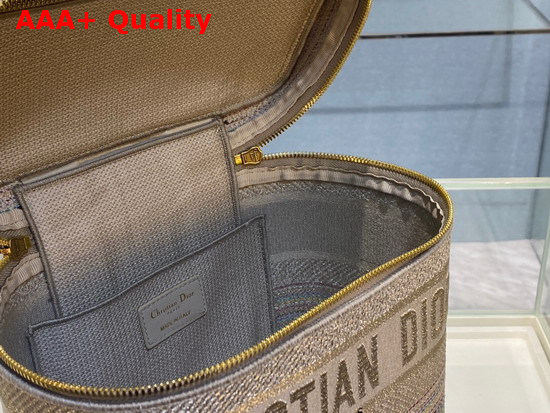 Dior Diortravel Vanity Case Multicolor Striped Embroidery Replica