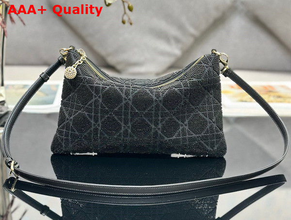 Dior Dream Bag Black Cannage Cotton with Bead Embroidery Replica