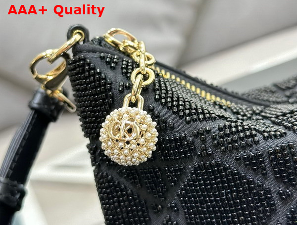 Dior Dream Bag Black Cannage Cotton with Bead Embroidery Replica