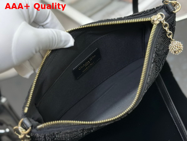 Dior Dream Bag Black Cannage Cotton with Bead Embroidery Replica