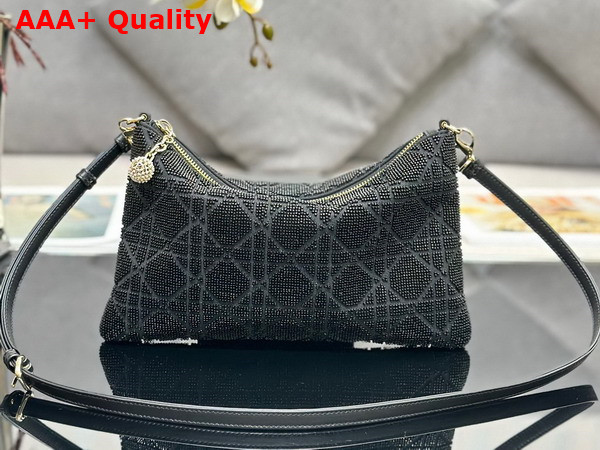 Dior Dream Bag Black Cannage Cotton with Bead Embroidery Replica