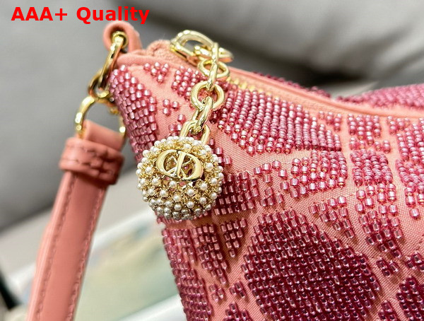 Dior Dream Bag Ethereal Pink Cannage Cotton with Bead Embroidery Replica