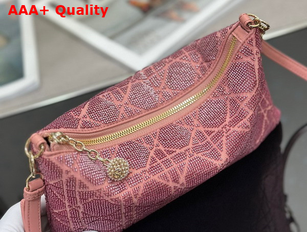 Dior Dream Bag Ethereal Pink Cannage Cotton with Bead Embroidery Replica