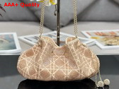 Dior Dream Bucket Bag Dusty Ivory Cannage Cotton with Bead Embroidery Replica