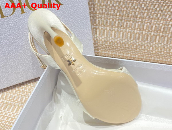 Dior Dway Heeled Sandal Beige Embroidered Satin and Cotton Replica