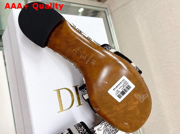 Dior Dway Heeled Slide Black and White Cotton with Dior Bandana Embroidery Replica