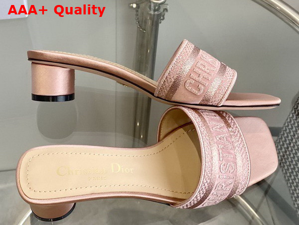 Dior Dway Heeled Slide Rose Des Vents Metallic Thread Embroidered Satin Replica