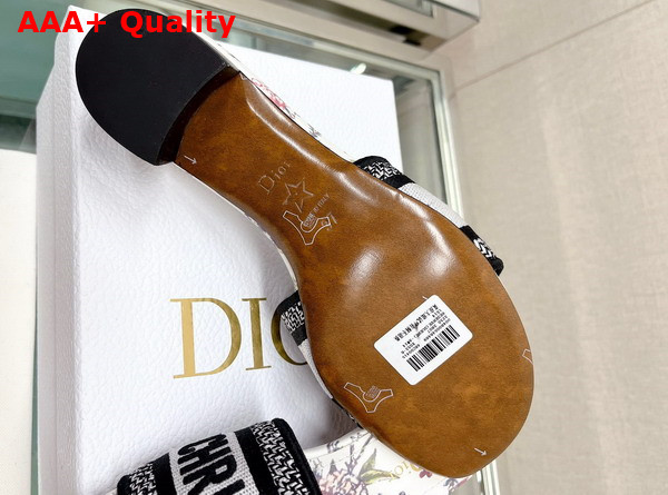 Dior Dway Heeled Slide White Multicolor Embroidered Cotton with Dior Jardin Botanique Motif Replica