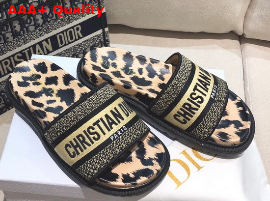 Dior Dway Slide Beige Multicolor Mizza Embroidered Cotton Replica