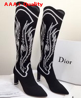 Dior Embroidered Technical Knit Knee Boot in Black Replica