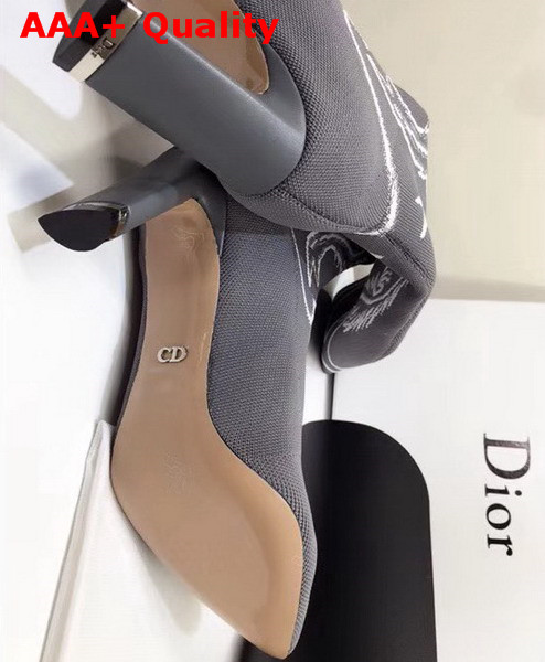 Dior Embroidered Technical Knit Knee Boot in Grey Replica