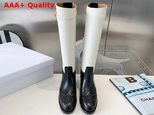 Dior Empreinte Boot White and Black Calfskin Replica