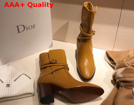 Dior Empreinte Heeled Ankle Boot Ochre Soft Calfskin Replica