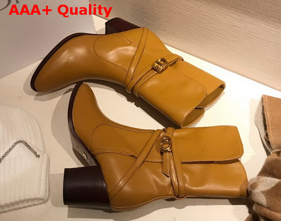 Dior Empreinte Heeled Ankle Boot Ochre Soft Calfskin Replica