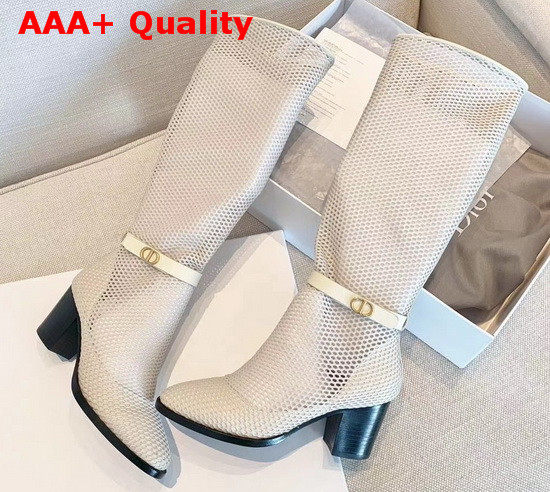 Dior Empreinte Heeled Boot Off White Mesh Calfskin Replica