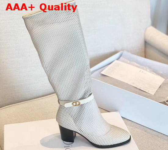 Dior Empreinte Heeled Boot Off White Mesh Calfskin Replica