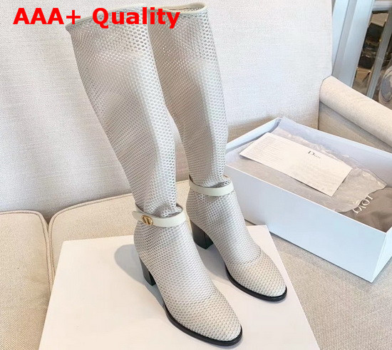 Dior Empreinte Heeled Boot Off White Mesh Calfskin Replica