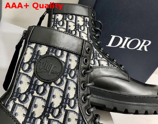 Dior Explorer Ankle Boot Beige and Black Dior Oblique Jacquard and Black Calfskin Replica