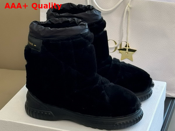 Dior Frost Ankle Boot Black Shearling Embroidered with Cannage Motif Replica