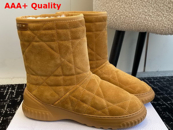 Dior Frost Ankle Boot in Camel Cannage Suede and Ecru Lambskin Shearling Replica