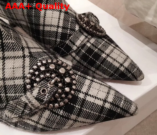 Dior Gang Boot in Tartan Fabric Black and White Replica