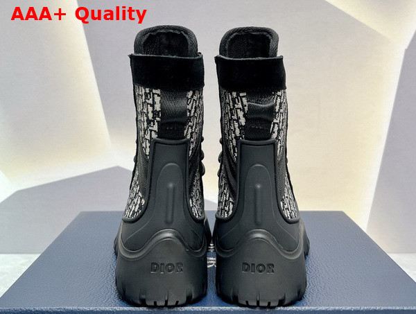 Dior Garden Lace Up Boot Beige and Black Dior Oblique Jacquard and Black Rubber Replica