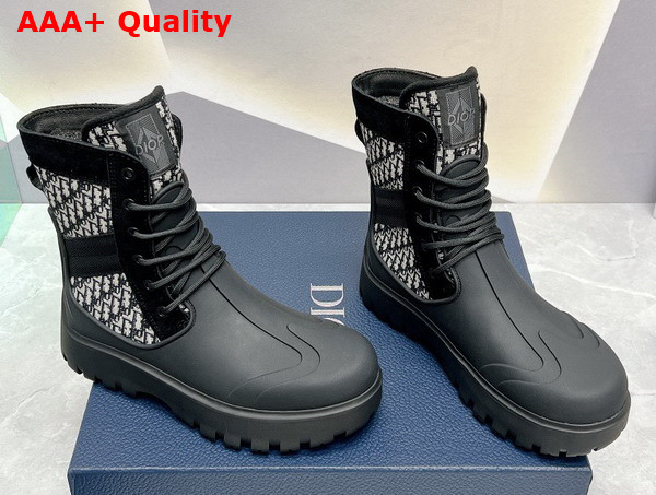 Dior Garden Lace Up Boot Beige and Black Dior Oblique Jacquard and Black Rubber Replica