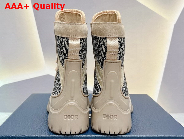 Dior Garden Lace Up Boot Beige and Black Dior Oblique Jacquard and Brown Rubber Replica