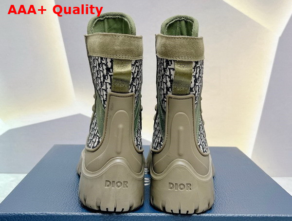 Dior Garden Lace Up Boot Beige and Black Dior Oblique Jacquard and Khaki Green Rubber Replica