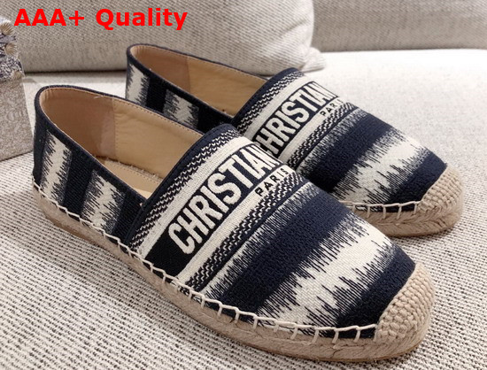 Dior Granville Espadrille Black D Stripes Embroidered Cotton Replica