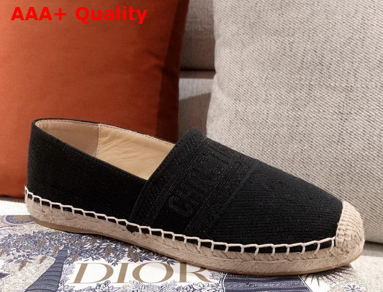 Dior Granville Espadrille Black Embroidered Cotton Replica