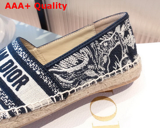 Dior Granville Espadrille Deep Blue Toile de Jouy Reverse Embroidered Cotton Replica