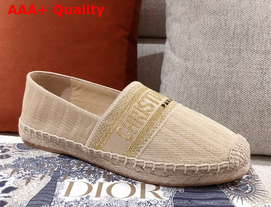 Dior Granville Espadrille Gold Tone Metallic Thread Embroidered Cotton Replica