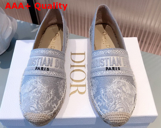 Dior Granville Espadrille Gray Toile de Jouy Reverse Embroidered Cotton Replica