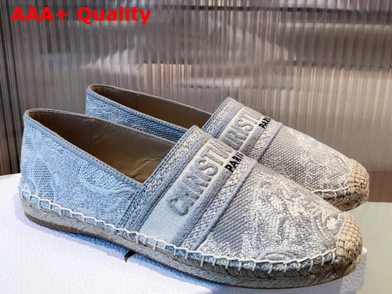 Dior Granville Espadrille Gray Toile de Jouy Reverse Embroidered Cotton Replica