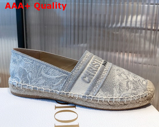 Dior Granville Espadrille Gray Toile de Jouy Reverse Embroidered Cotton Replica