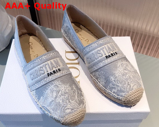 Dior Granville Espadrille Gray Toile de Jouy Reverse Embroidered Cotton Replica