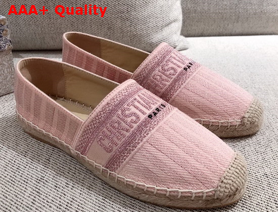 Dior Granville Espadrille Rose Des Vents Metallic Thread Embroidered Cotton Replica