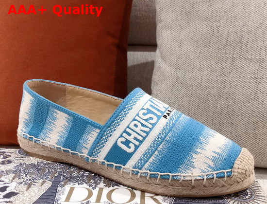 Dior Granville Espadrille Sky Blue D Stripes Embroidered Cotton Replica