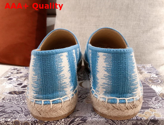 Dior Granville Espadrille Sky Blue D Stripes Embroidered Cotton Replica